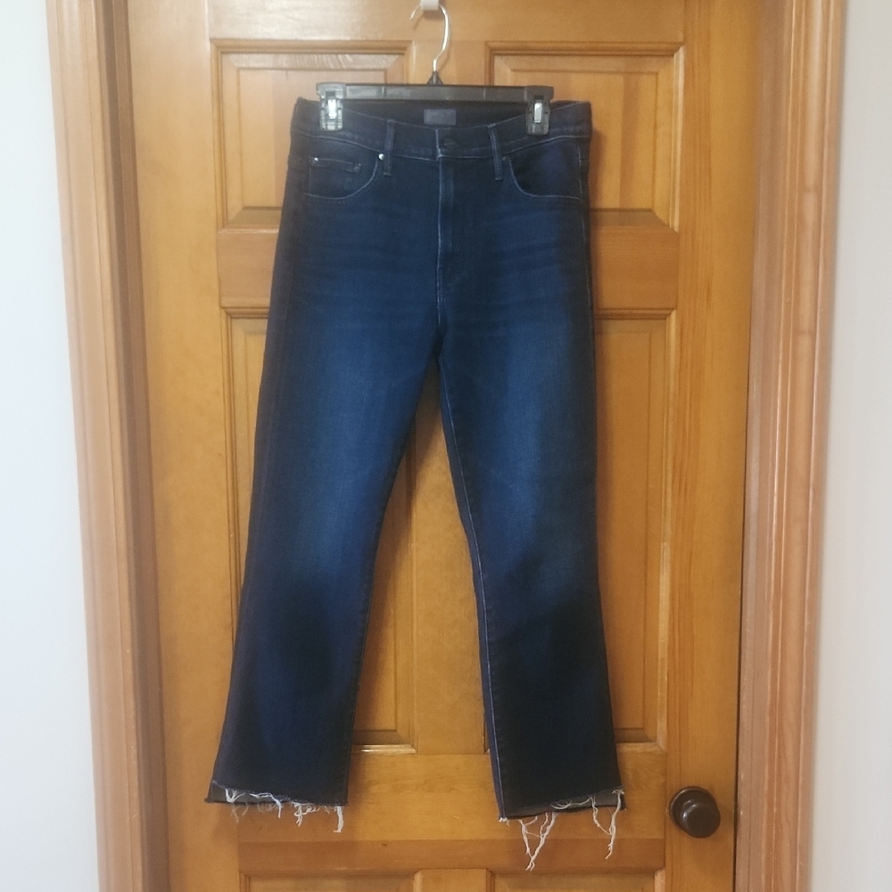 MOTHER Insider Crop Step Fray, Dark Blue Denim/Jeans, Women's Size 29, EUC